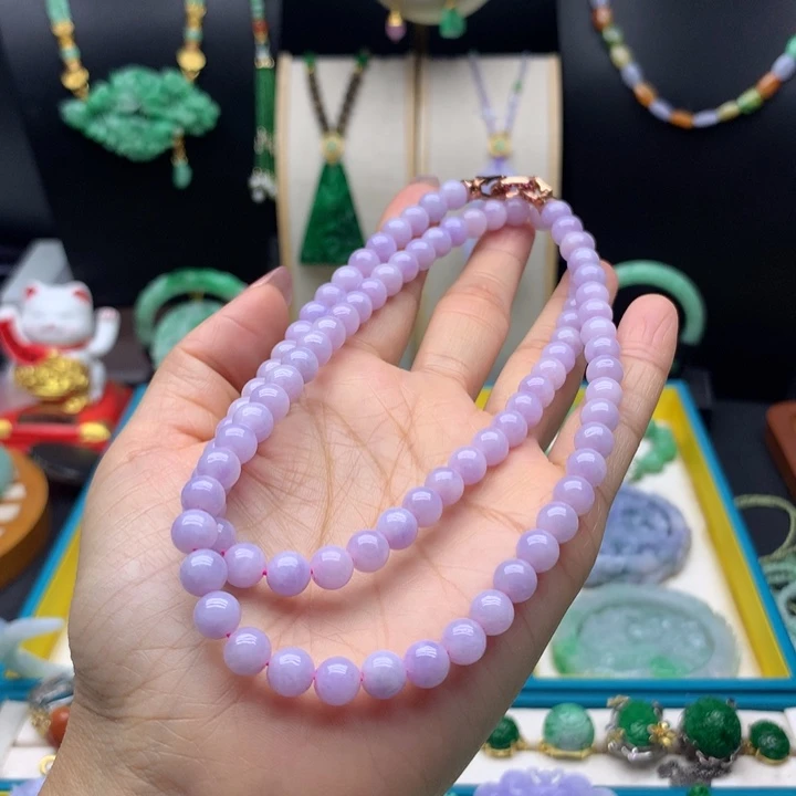 翡翠未镶嵌颈饰紫翡项链