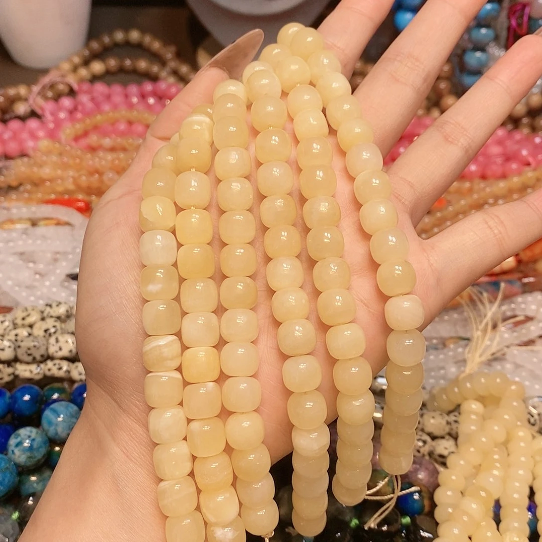 玛瑙/玉髓散珠天然黄玉10mm墩墩一条
