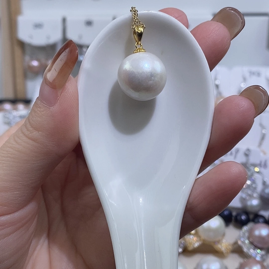 淡水珍珠银S925镶嵌吊坠(赠链)w15.2