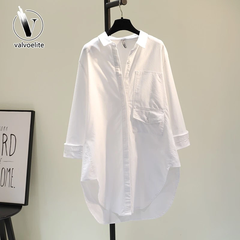 VALVOELITE长款衬衣女女装薄款防嗮长袖衬衫文艺女款缎面衬衫