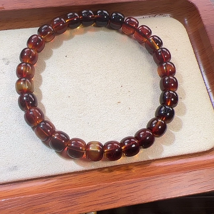 未镶嵌定制蜜蜡魔*静同料红沁手串