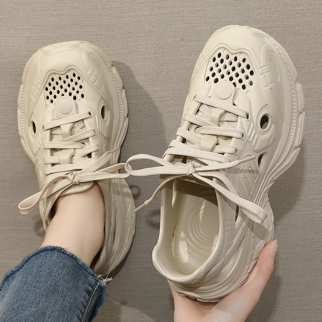 厚底增高洞洞鞋女2025新款夏季外穿百搭防滑凉鞋踩屎感老爹鞋女士