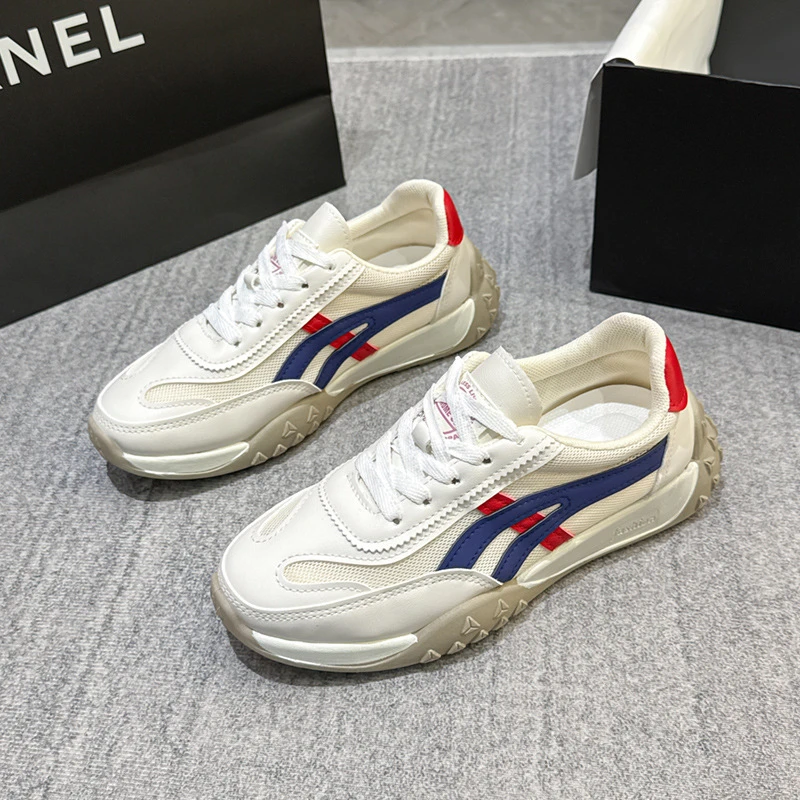 运动网面鞋飞织女士透气厚底鞋运动鞋潮鞋小白鞋新款百搭时尚休闲