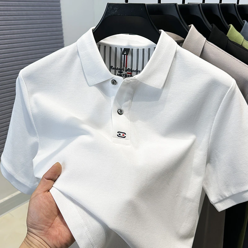 VIATEMSIARY重磅100%纯棉短袖t恤男士商务休闲宽松百搭纯色Polo衫