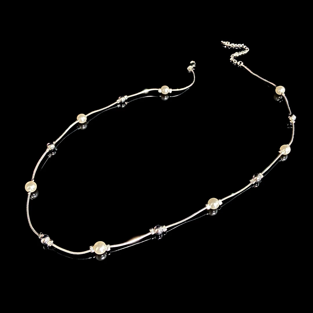 铜合金仿珍珠项链 镀K金 糖果珠珠 小众项链X7261