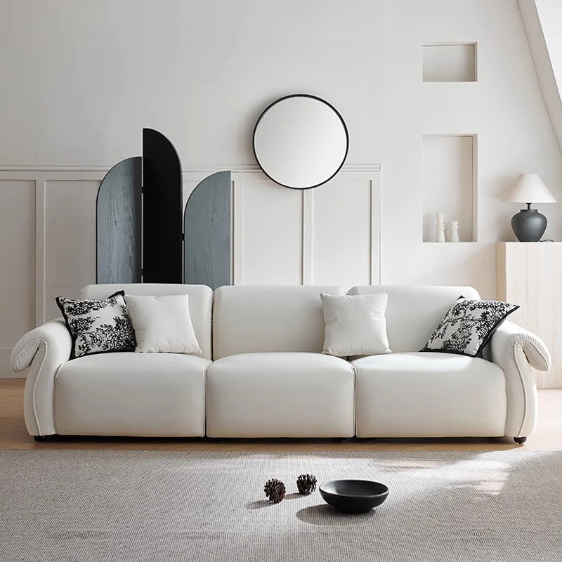 八爪鱼沙发法式复古奶油风客厅小户型设计师直排雪尼尔绒布艺沙发