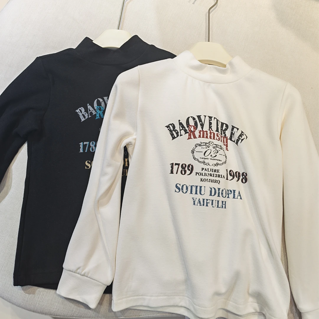 2283加绒加厚德绒打底衫春秋中大童潮流保暖长袖百搭上衣潮