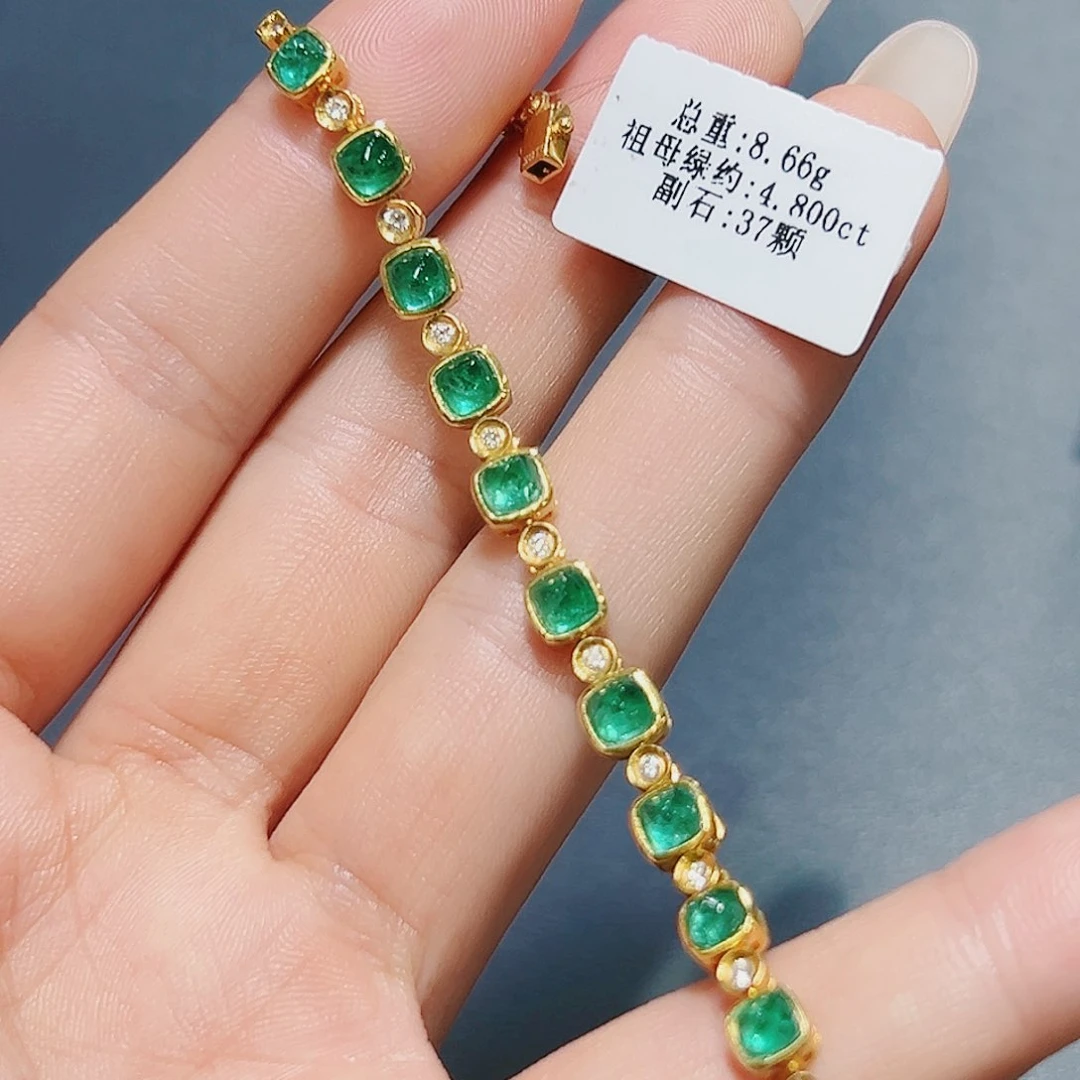 手链18K金镶嵌祖母绿