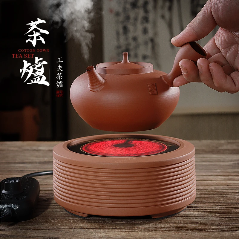 潮州手工砂铫壶电陶炉泡茶壶侧把中式红泥壶复古围炉煮茶炉烧水壶