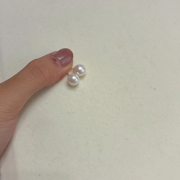 18K金镶嵌耳钉海水珍珠8-9素钉