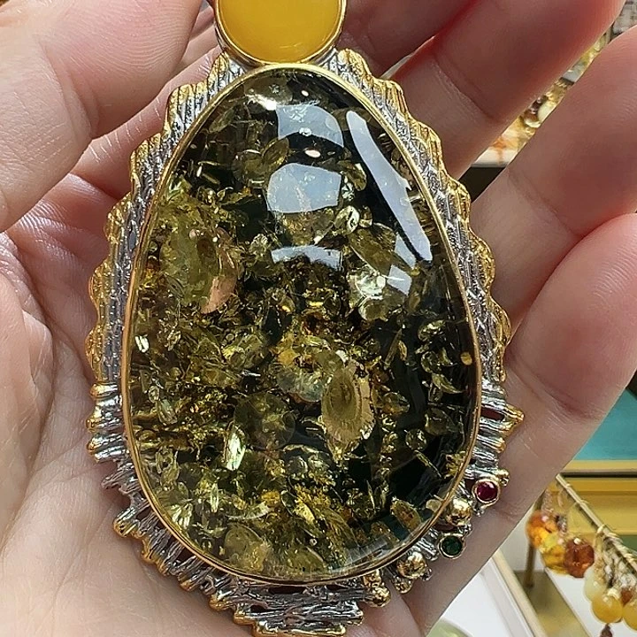 琥珀银S925镶嵌珠宝奇石