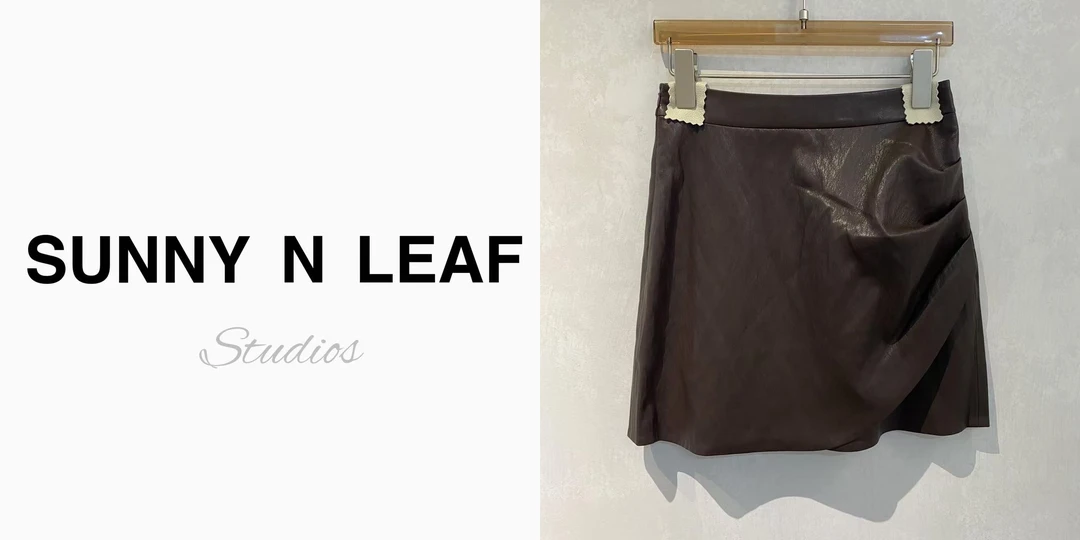 SUNNY N LEAF 褶皱结构蛋白皮半裙  YZYSC59633
