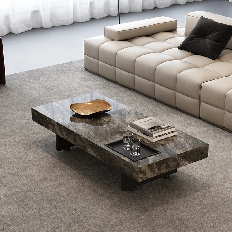 岩板茶几意式极简现代轻奢高端大气新款长方形小户型家用客厅桌子