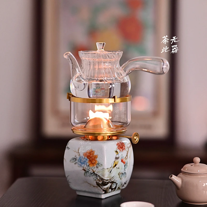 【鸟语花香】复古陶瓷茶炉工夫茶具烧水煮茶灯泡茶空气灯景德镇茶灯