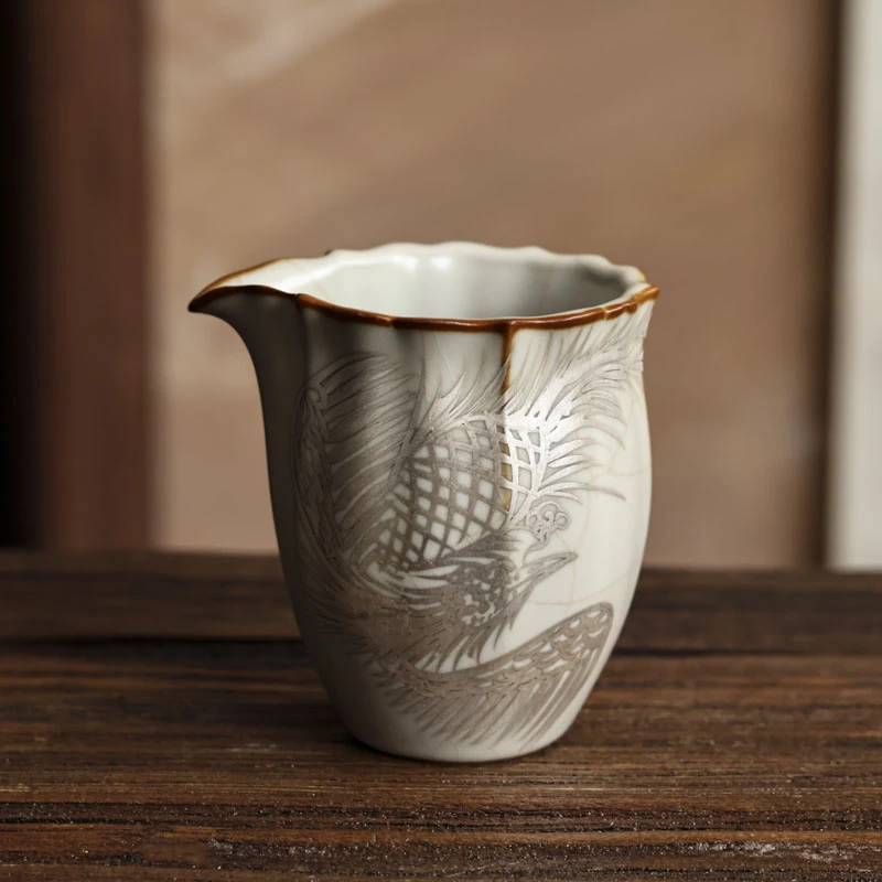 江祖清 汝窑手绘银公杯-凤（Q1998）