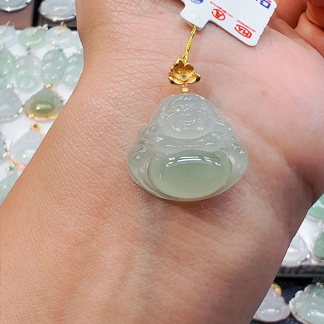 吊坠(不含链)18K金镶嵌翡翠佛公