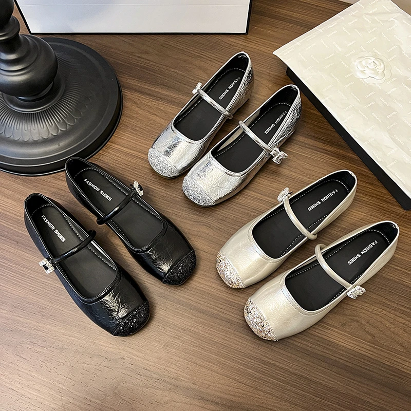 小香风银色玛丽珍鞋女2025夏新款芭蕾舞鞋通勤舒适晚晚风温柔单鞋