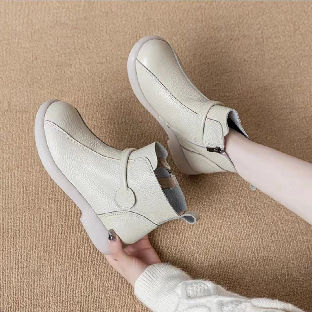 331-1米色单里断码清仓真皮短靴马丁靴