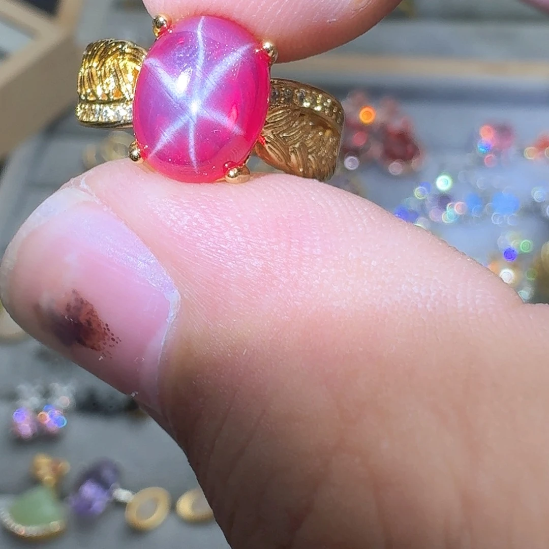 托帕石戒指银S925镶嵌