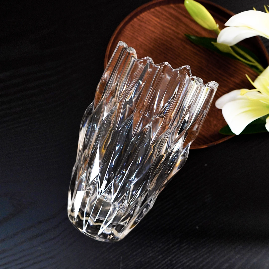 梵枝梵枝 晶澜水晶玻璃花瓶透明轻奢高级感高档鲜花插花客厅摆件