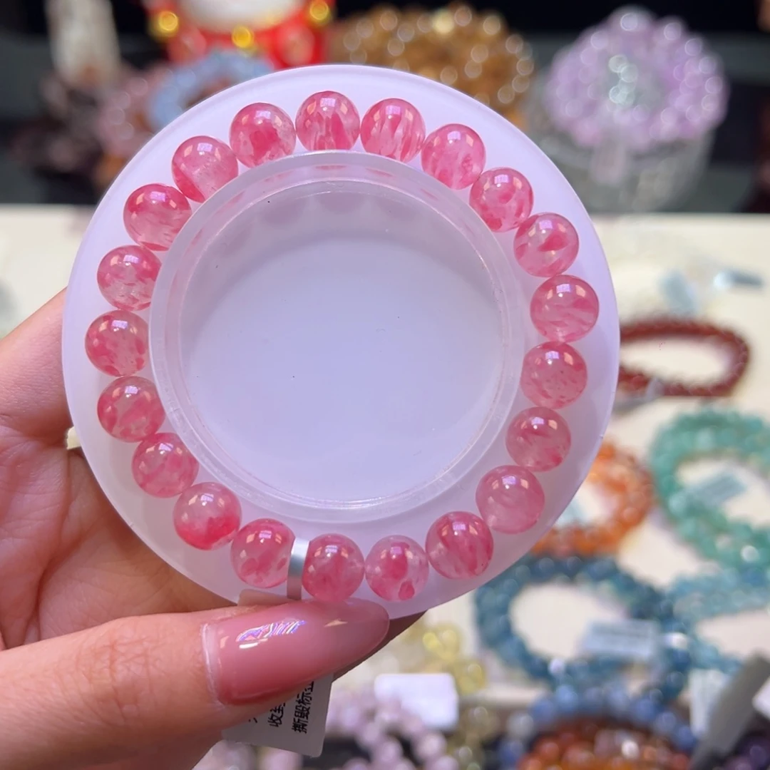 石英质玉手串未镶嵌9m天花板级樱花雨