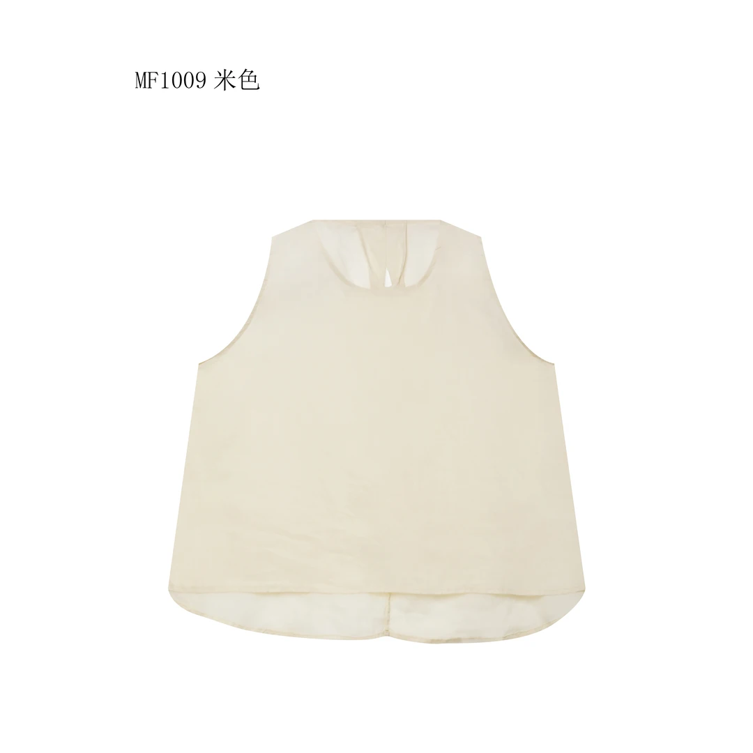 【麻訪家】MF1009米色文夏季艺简约舒适宽松显瘦百搭背心上衣
