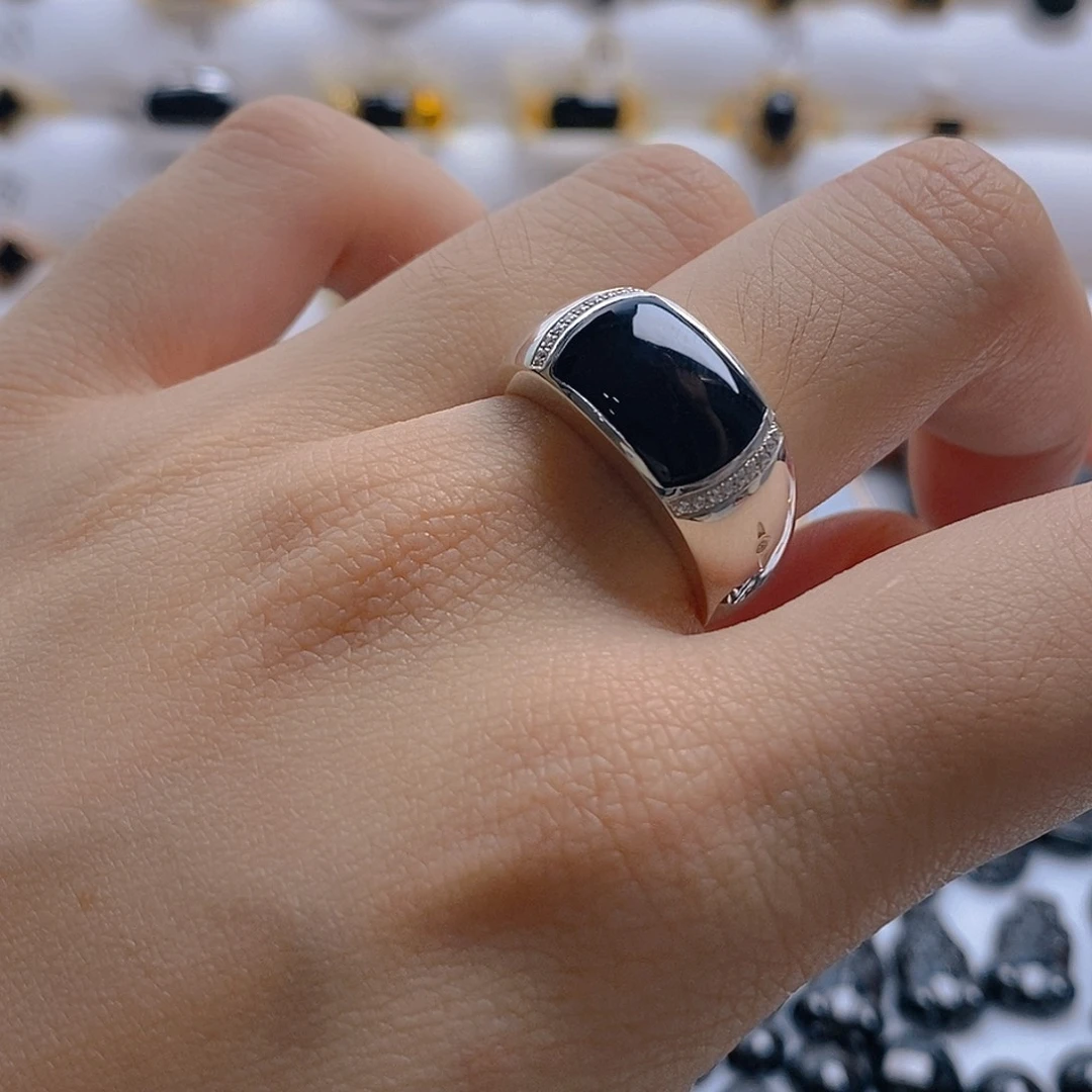 定制翡翠银S925镶嵌戒指