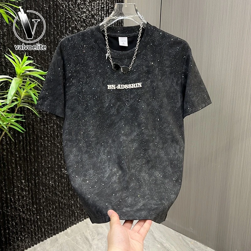 VALVOELITE美式男生夏季短袖帅气宽松圆领扎染设户外圆领短袖T恤
