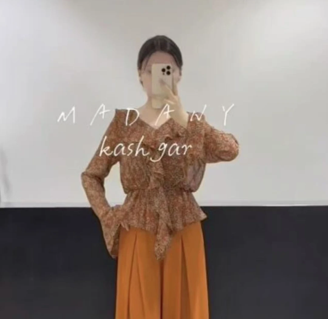 【madenyet 】新款橘色上衣