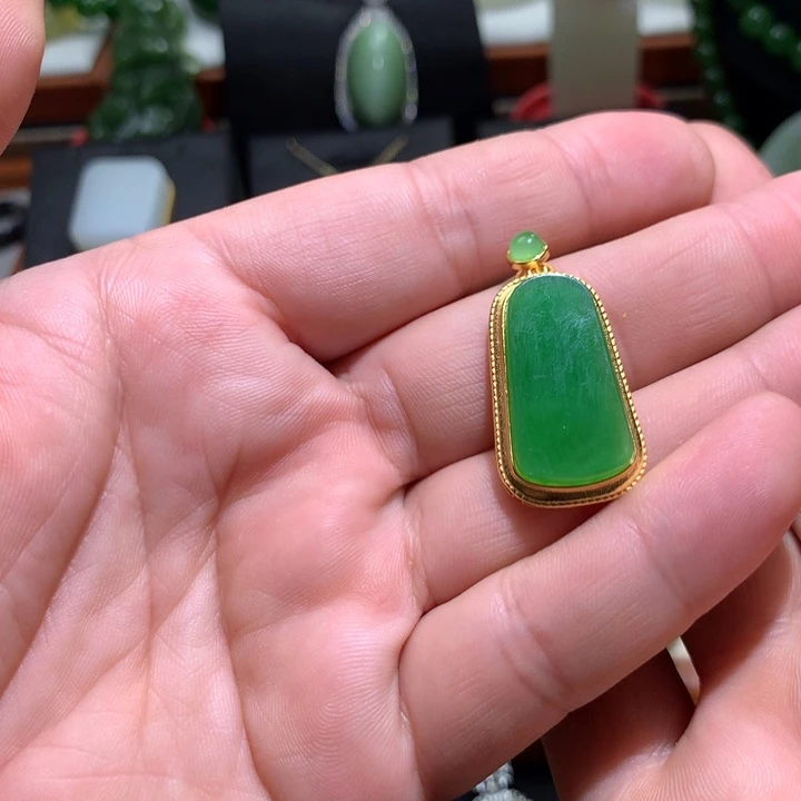 和田玉颈饰银S925镶嵌