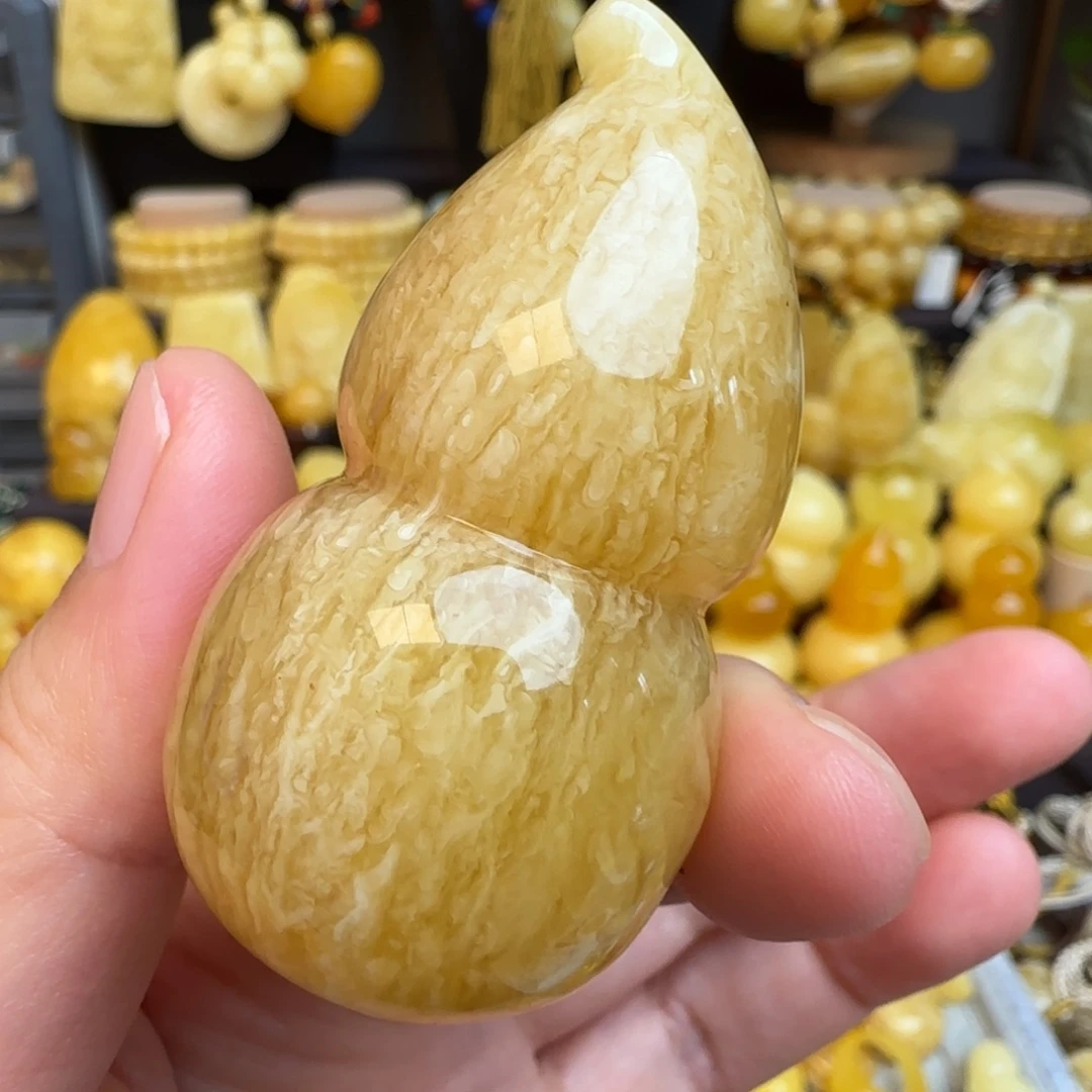 琥珀吊坠(不含链)未镶嵌俄料虎皮妖花蜜蜡葫芦吊坠