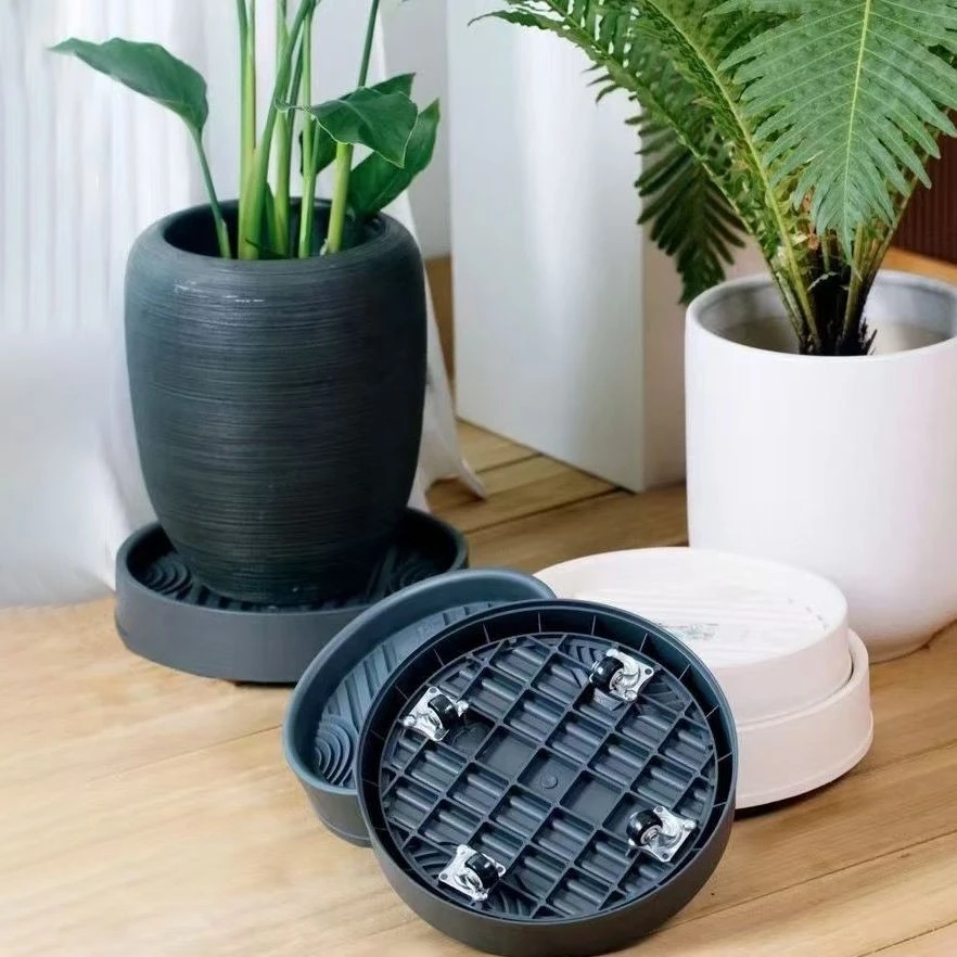 花博士高颜值国风招财圆形底座加厚加深【隐形轮】透气花盆轮托