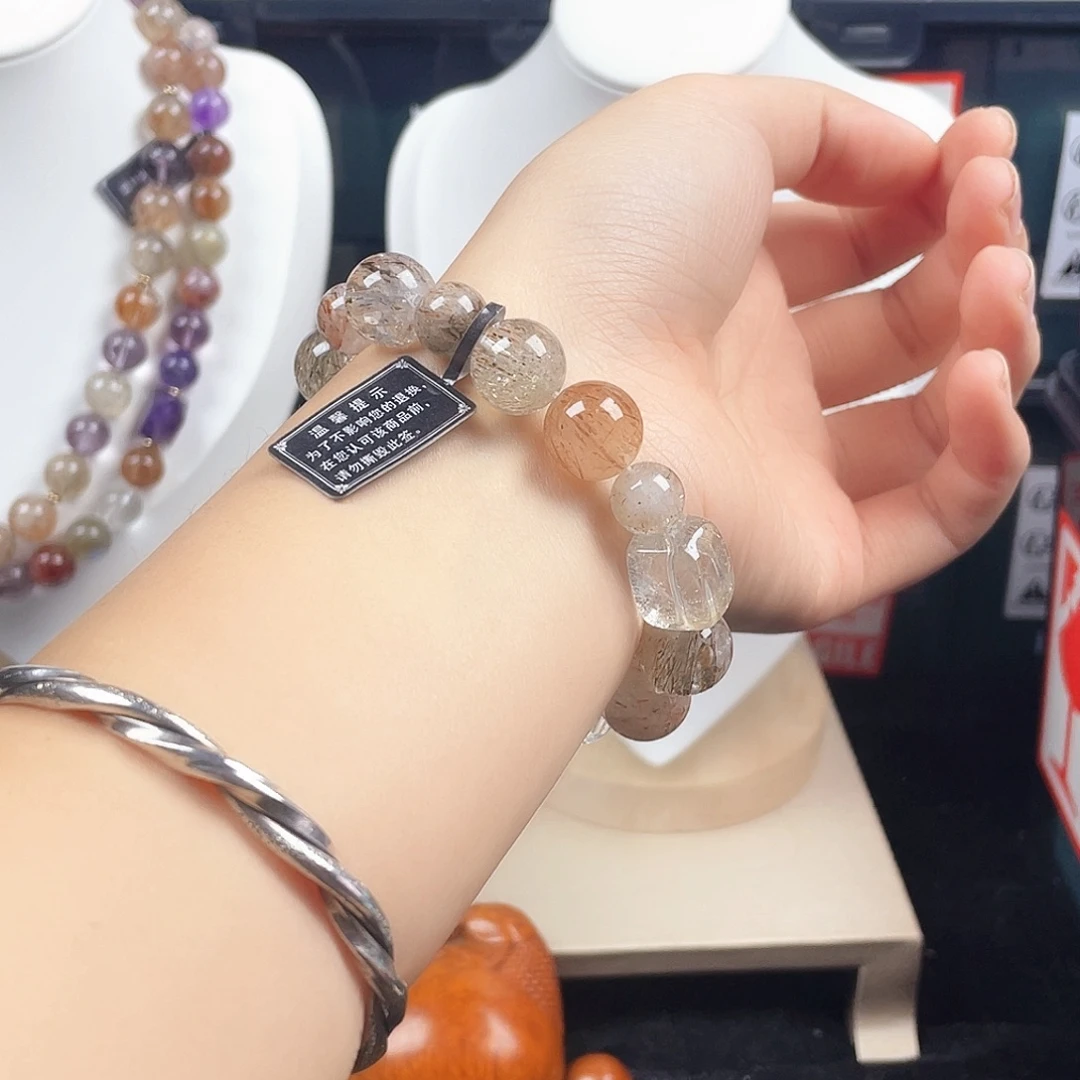 烟晶银S925镶嵌手链