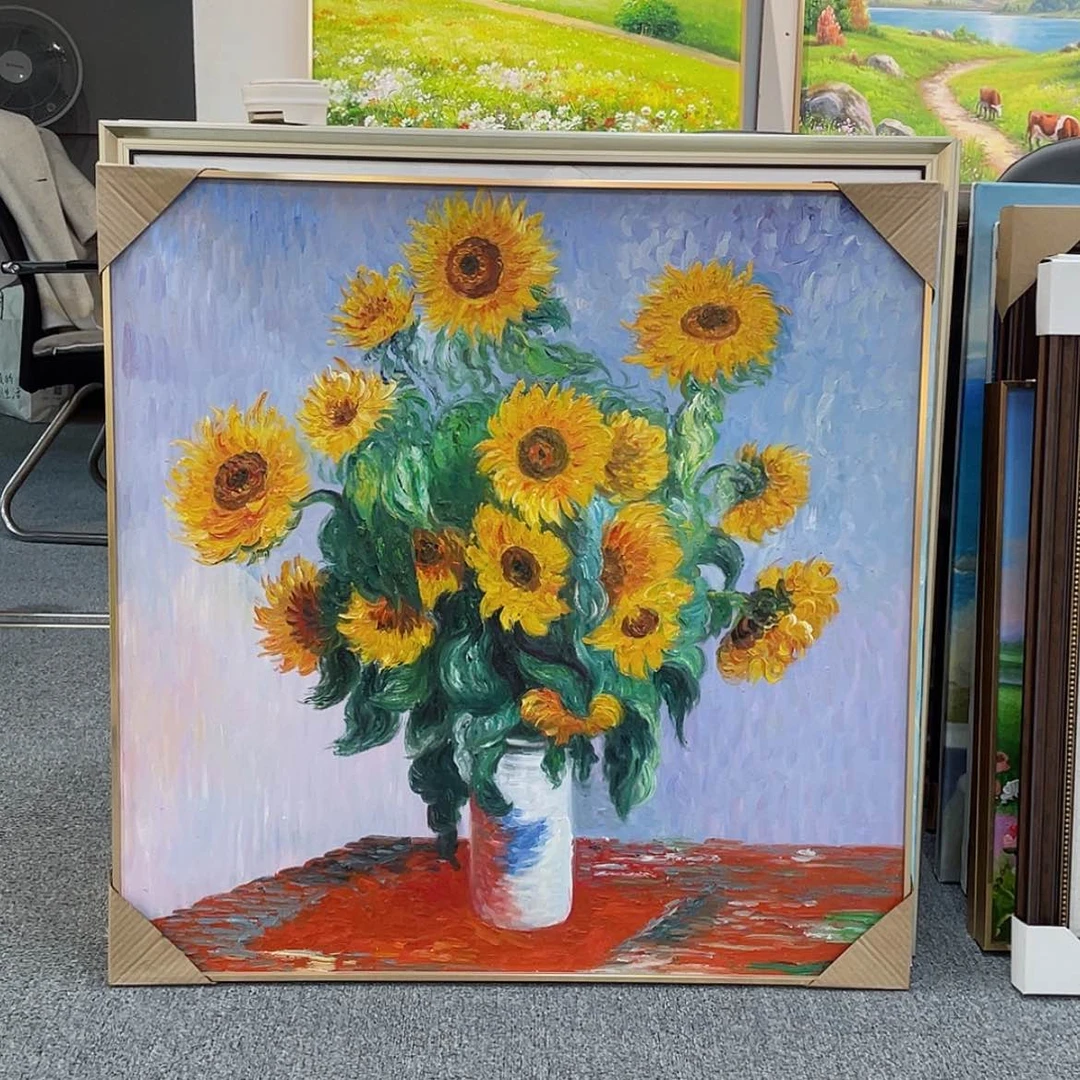 【闪购商品】油画纯手绘油画含框80×80向日葵