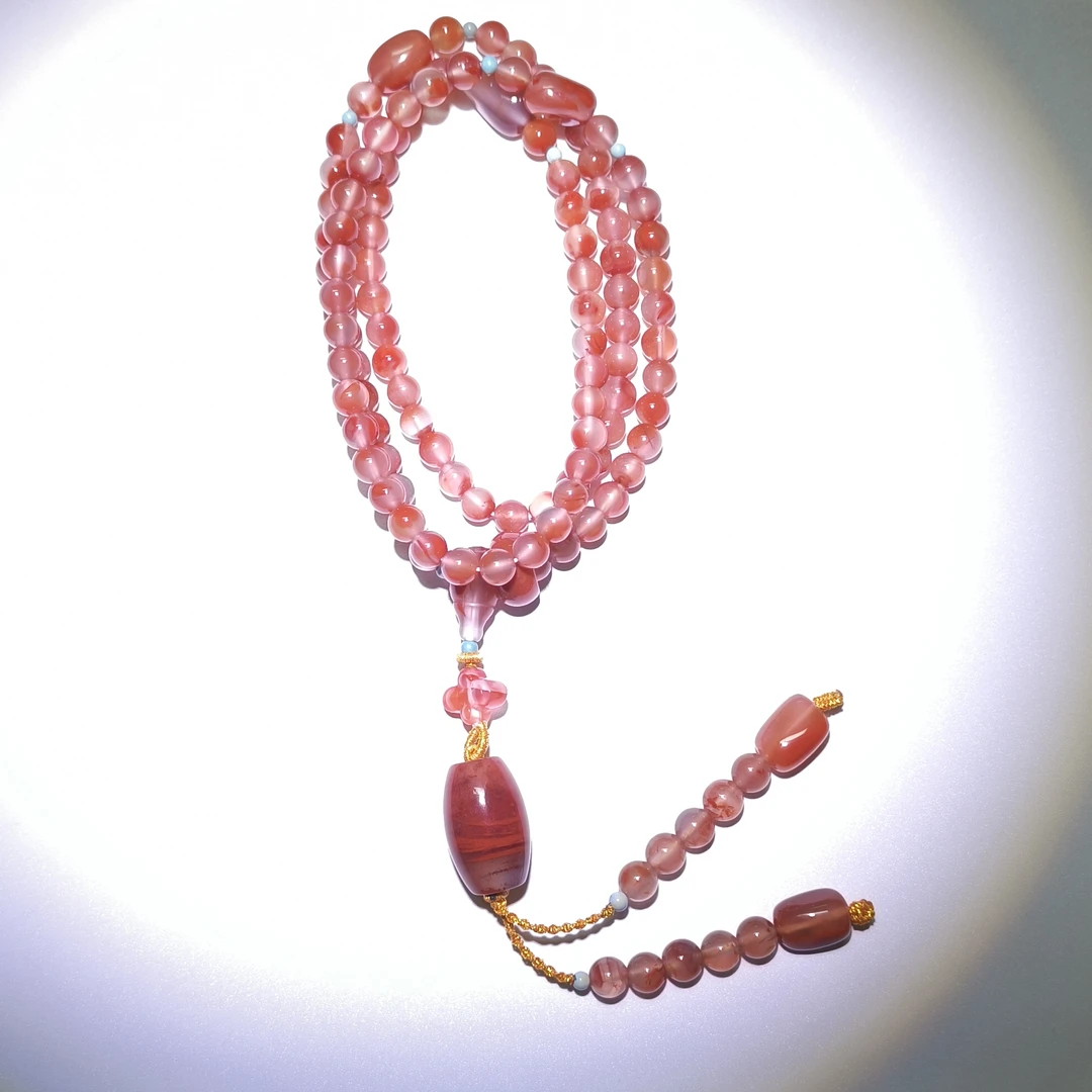 【D6528】“红鸾”宫廷风设计南红玛瑙冰飘料7mm左右念珠长串轻奢高定