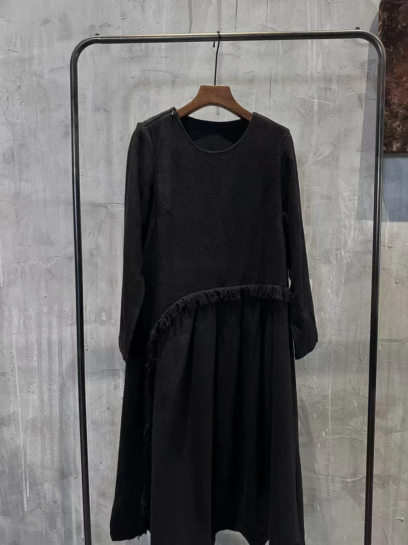 NatureDye 【美侖美奂】G6339567原创设计高级个性毛边连衣裙