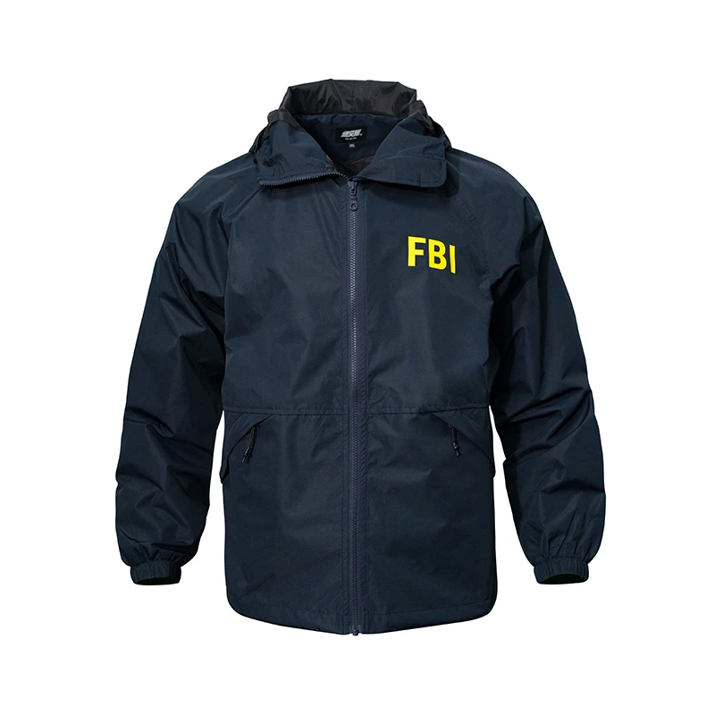 美式夹克春秋款FBI识别服户外冲锋衣男士外套青年宽松连帽风衣