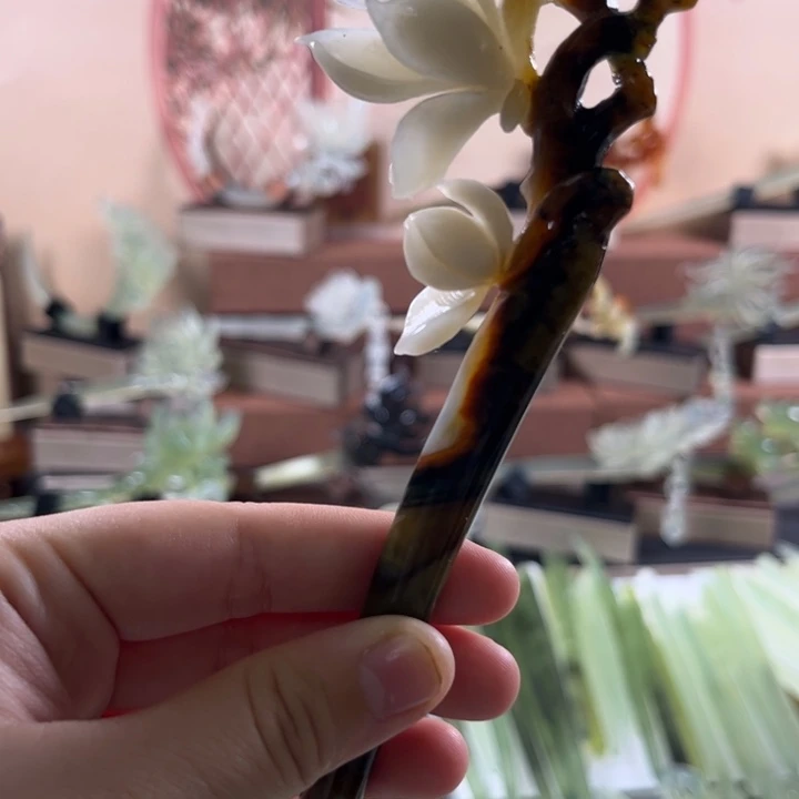 漫***兮合金蛇纹石玉发饰