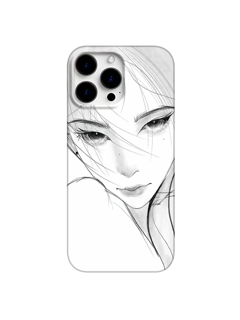 小众素描女孩手机壳适用苹果14/16pro/15pro13/12插画艺术创意