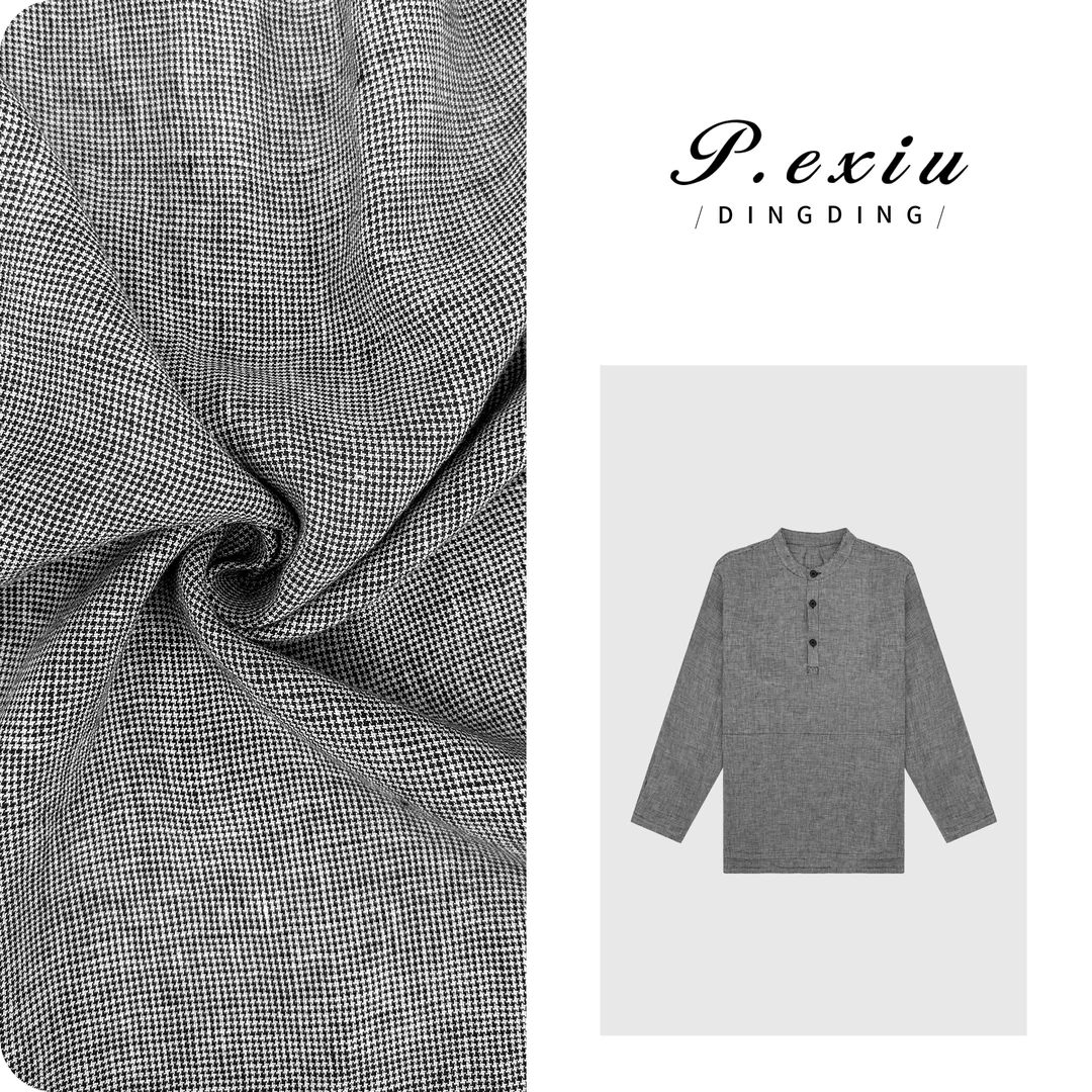 PanYiXiu/潘依绣100%亚麻老钱风半开领肌理感长袖衬衫 M8964