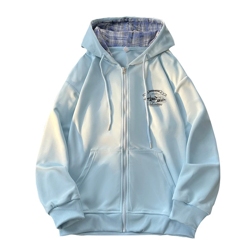 稻草人秋冬季新款男士连帽卫衣时尚休闲拉链情侣重磅百搭外套ins