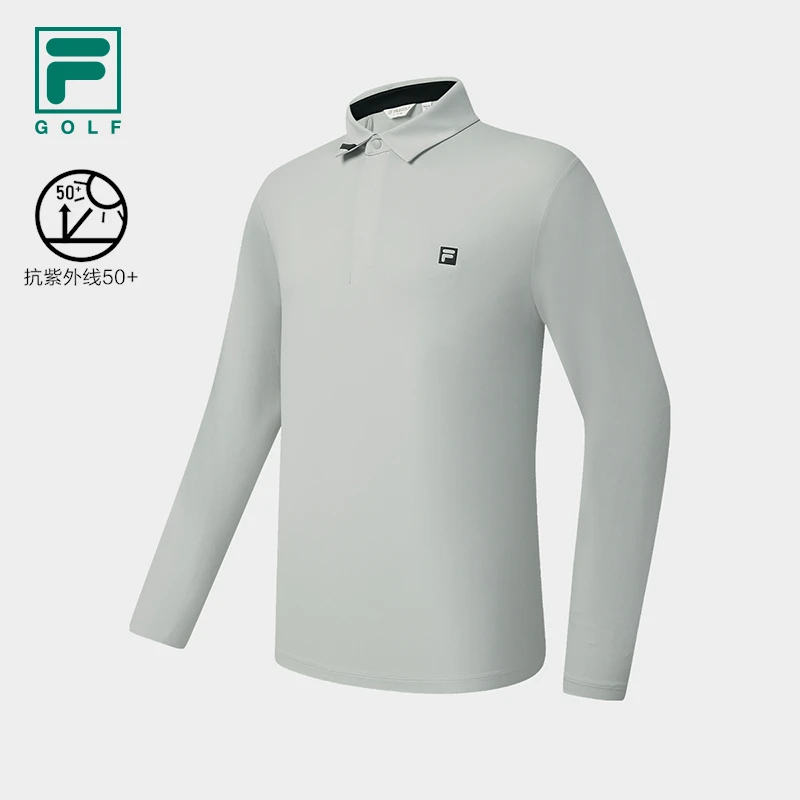 【户外高弹速干】Fila/斐乐男高尔夫长袖POLO衫运动上衣A11M535201F