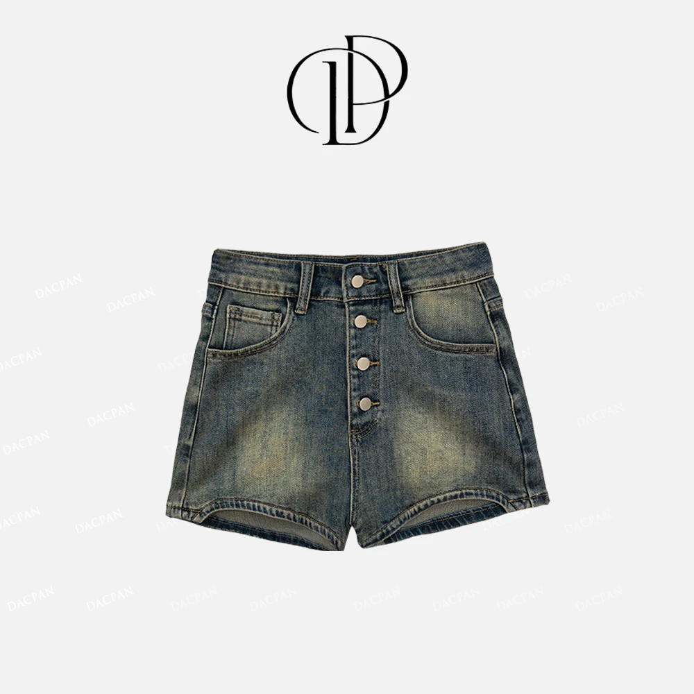 DACPAN-“女团裤”4扣半弯弹力高腰牛仔短裤  2025/盼·PP 3869