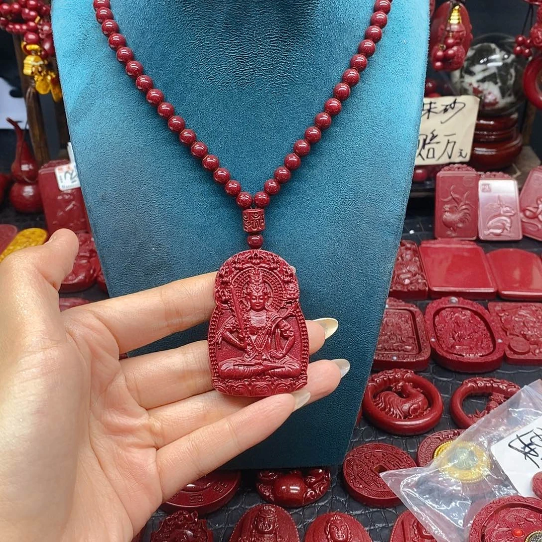 李***龙天然辰砂108颗6mm全珠链➕火焰纹本命牛