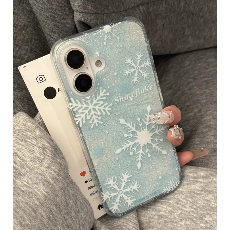 雅天立晕染雪花适用iPhone16promax苹果13/15手机壳闪粉14