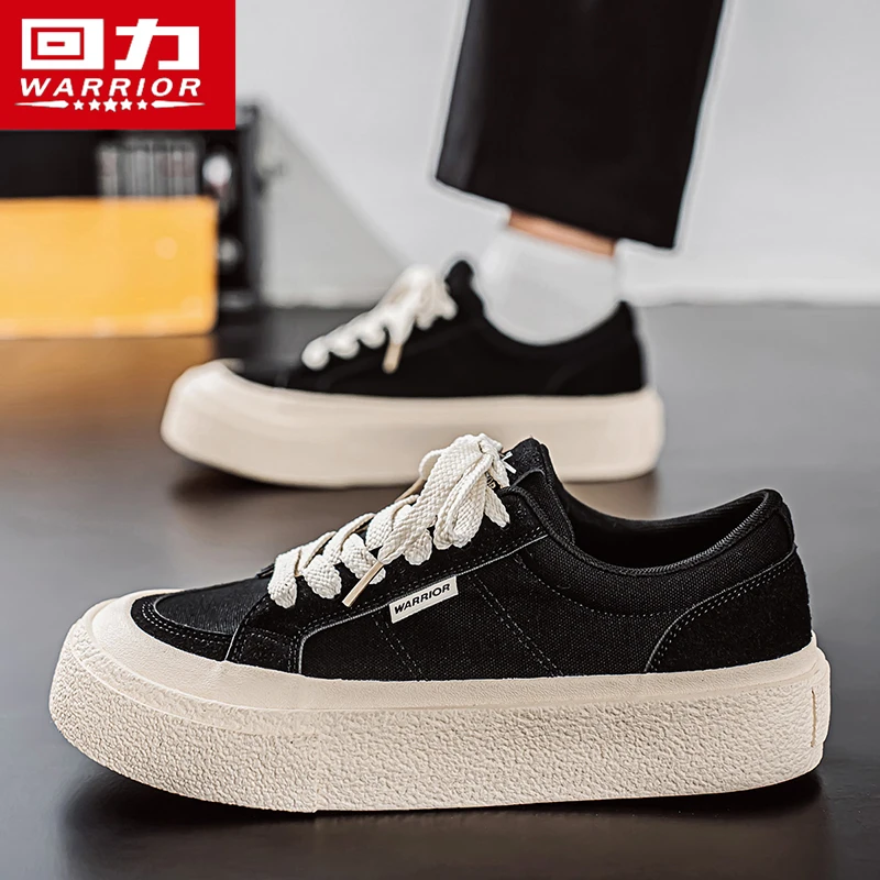 回力男鞋冬季2025新款帆布休闲板鞋小众原创港风运动厚底黑色潮鞋