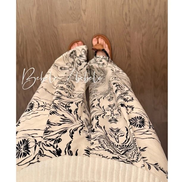 Bebele【亚麻堆堆裤】夏季亚麻混纺宽松慵懒长裤