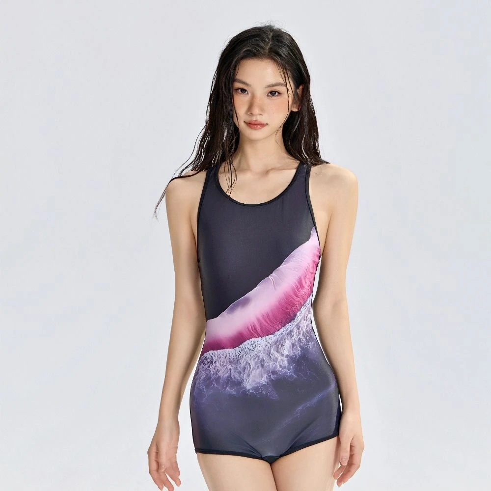 泳衣女士2025新款时尚运动连体平角修身显瘦专业游泳训练温泉度假