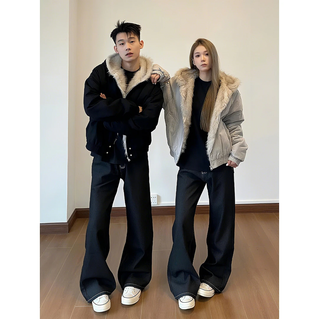 美式毛领座山雕棉衣男女秋季cleanfit保暖外套重磅情侣高级感棉服