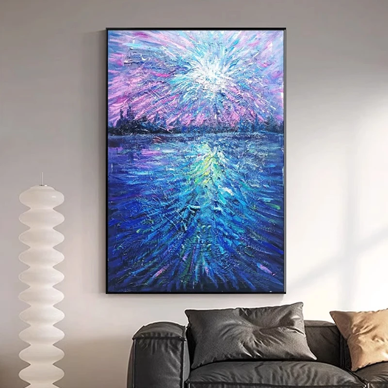 烟花中的人间  手工油画